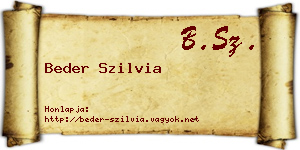 Beder Szilvia névjegykártya