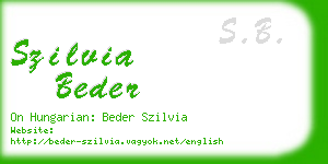 szilvia beder business card